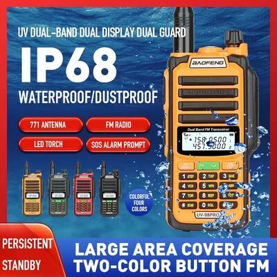 Αγορά Νέα Άφιξη 2024 Baofeng UV-98 Pro 10W Ισχύς Εξόδου IP67 Αδιάβροχο Διπλής Ζώνης Αμφίδρομο Ραδιόφωνο Walkie Talkie σε απευθείας σύνδεση κατασκευή